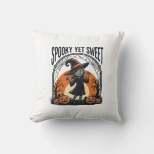 Coussin Joli T-shirt vintage de sorcière d'Halloween effra