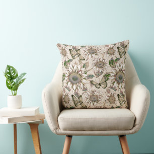 Coussin Joli tournesol et papillons