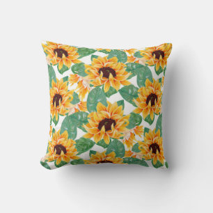 Coussin Joli tournesol Jaune & Motif vert