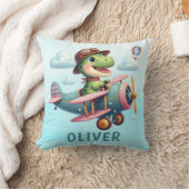 Coussin Joli Trex Dinosaure Pilotant un Avion Charmant (Couverture)