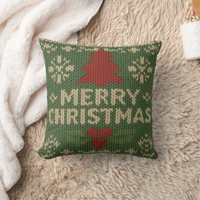 Coussin joli tricot joyeux noël (Couverture)