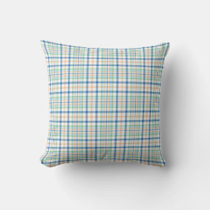 Coussin Joli vert pastel et carreaux bleus