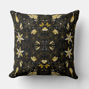 Coussin Joli vintage noir doré arrière - plan