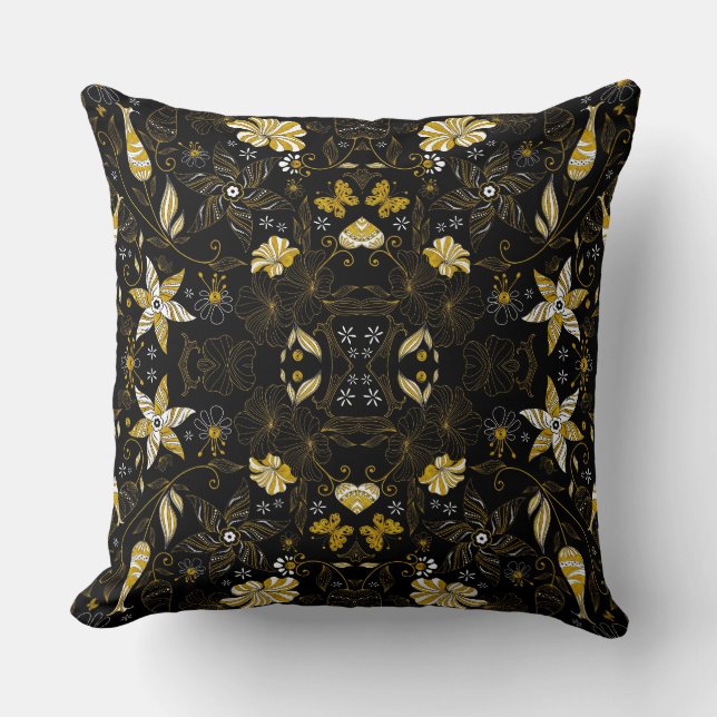 Coussin Joli vintage noir doré arrière - plan (Recto)