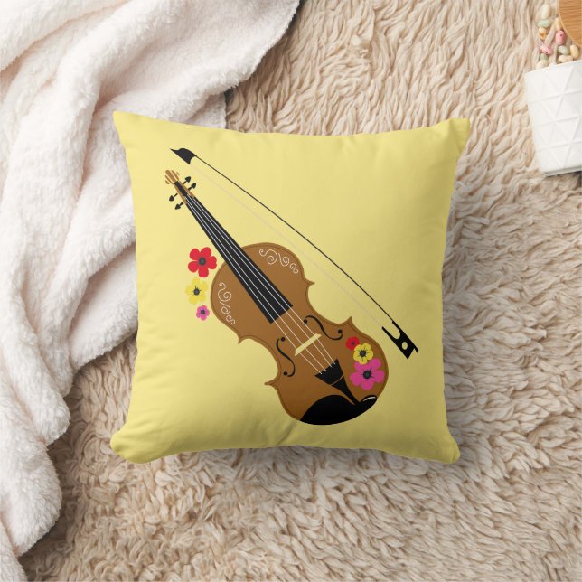 Coussin Joli Violon Avec Fleurs (Couverture)