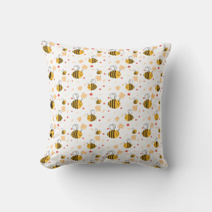 Coussin Jolie abeille et fleurs