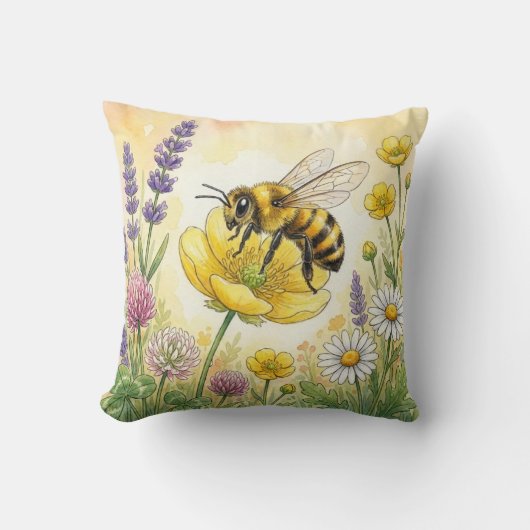 Coussin Jolie abeille sur une fleur Petits insectes (Recto)