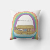 Coussin Jolie arche de Noé arc-en-ciel rétro sur fond blan (Verso)