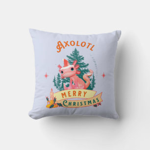 Coussin Jolie Axolotl Joyeux Noël Art de Fêtes
