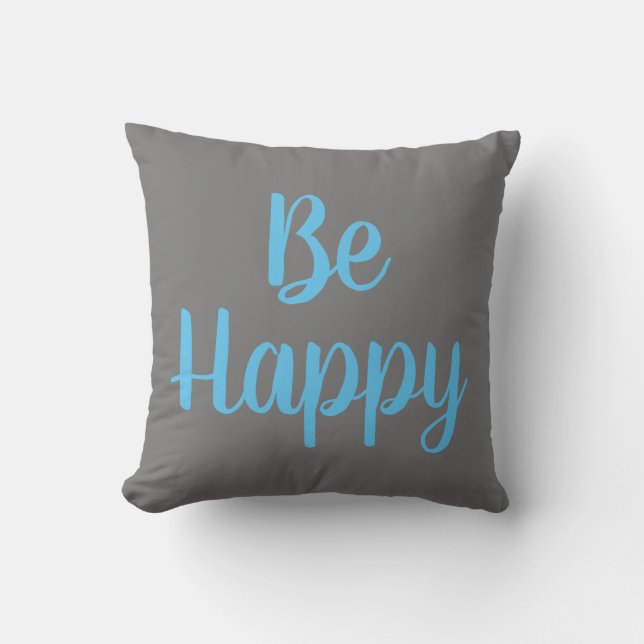 Coussin jolie BE HAPPY typographie | (Recto)