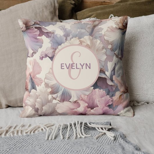 Coussin Jolie Blush Floral Monogramme Bébé Fille Nursery