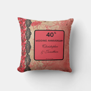 Coussin Jolie boutique en dentelle 40e anniversaire de mar