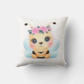 Coussin Jolie Bumble Jaune Abeille Roses Rose Jaillir Orei (Verso)