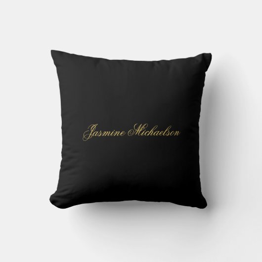 Coussin Jolie calligraphie chic nom noir et or (Recto)