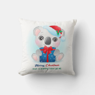 Coussin Jolie chambre d'enfant koala aquarelle pour Noël