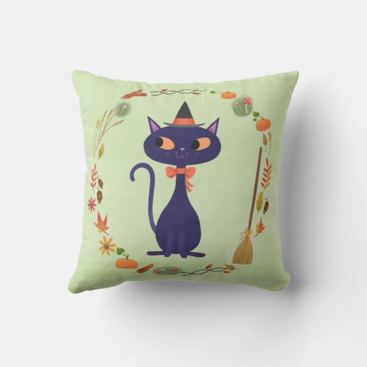 Coussin Jolie chatte sorcière d'Halloween  (Verso)