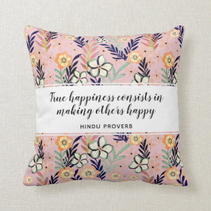 Coussin Jolie citation de bonheur rose Floral Inspirationa