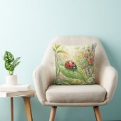 Coussin Jolie coccinelle sur une feuille Petits insectes  (Chaise)