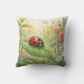 Coussin Jolie coccinelle sur une feuille Petits insectes  (Verso)