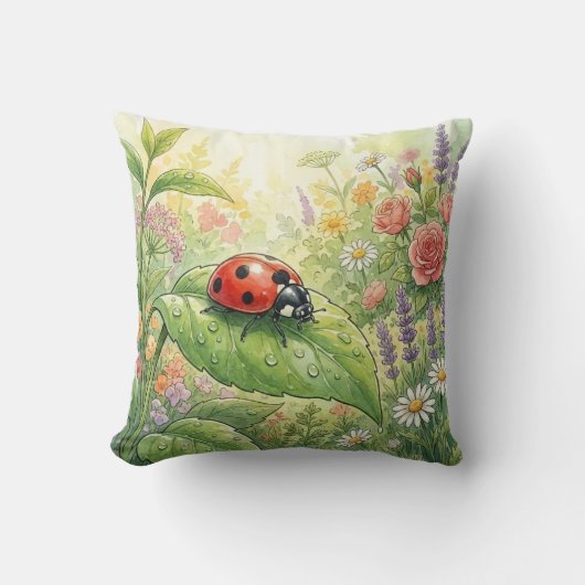 Coussin Jolie coccinelle sur une feuille Petits insectes  (Recto)