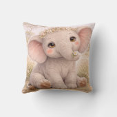 Coussin Jolie éléphant bébé Nursery Neutre (Verso)