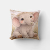 Coussin Jolie éléphant bébé Nursery Neutre (Recto)