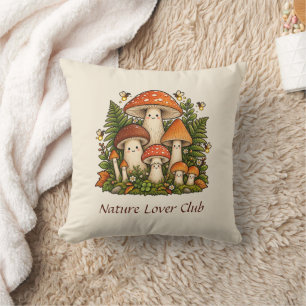 Coussin Jolie Famille de Champignons Botanique Cottagecore