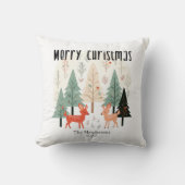 Coussin Jolie Famille de Noël en Bois d'Hiver (Recto)