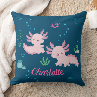 Coussin Jolie Fille Anniversaire Axolotl Rose