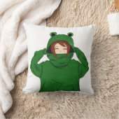 Coussin Jolie fille avec dessin de la grenouille verte (Couverture)