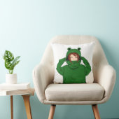 Coussin Jolie fille avec dessin de la grenouille verte (Chaise)