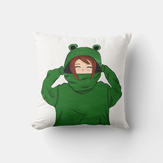 Coussin Jolie fille avec dessin de la grenouille verte (Recto)