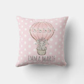Coussin Jolie fille bébé princesse éléphant montgolfière (Verso)