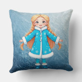 Coussin Jolie Fille des Neiges Souriante (Verso)
