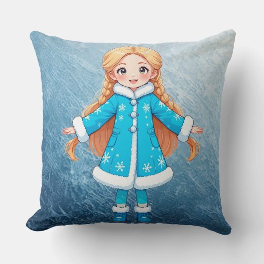 Coussin Jolie Fille des Neiges Souriante (Recto)