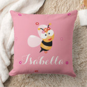 Coussin Jolie fille Fleur rose Fille Bébé Bee Cartoon (Couverture)