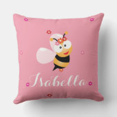 Coussin Jolie fille Fleur rose Fille Bébé Bee Cartoon (Verso)