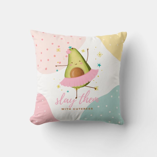 Coussin Jolie fille Kawaii Avocado Ballerina Les Jeter (Recto)