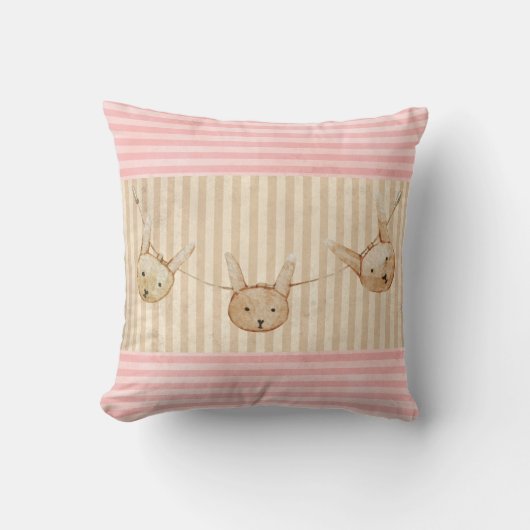Coussin Jolie fille lapin rose lapin lapin (Recto)
