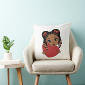 Coussin Jolie fille noire avec coeur (Chaise)