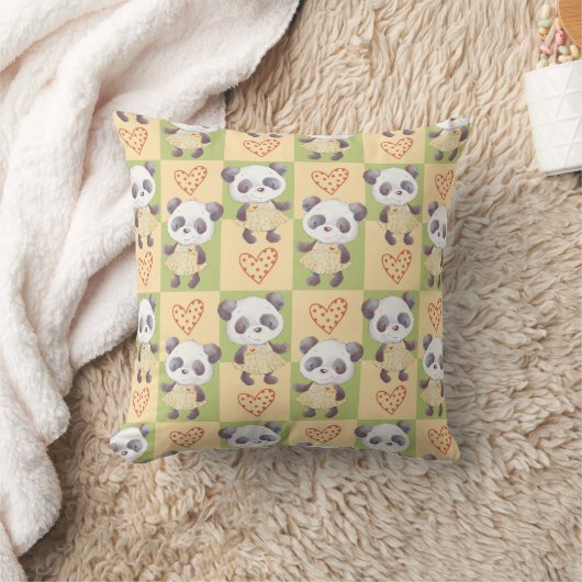 Coussin Jolie Fille Ours Panda (Couverture)