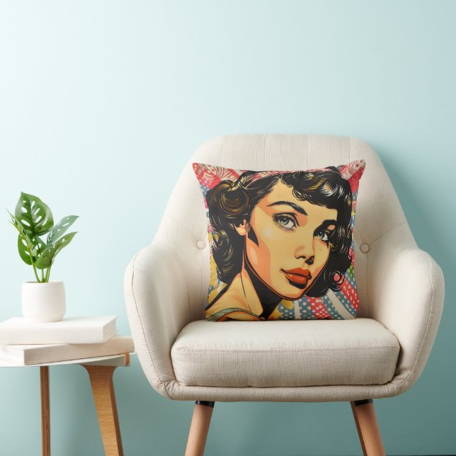 Coussin Jolie fille Pop Art (Chaise)