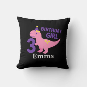 Coussin Jolie fille pour anniversaire Dino - Célébration d