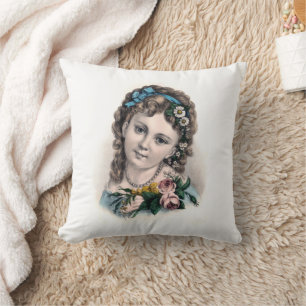 Coussin Jolie fille victorienne Vintage