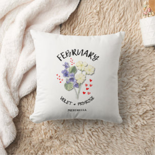 Coussin Jolie Fleur du mois de naissance FÉVRIER Christian