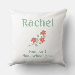 Coussin Jolie fleur rose sur arrière - plan blanc