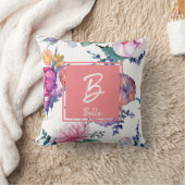 Coussin Jolie fleur rose timbre fille nurserie (Couverture)