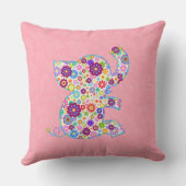 Coussin Jolie Fleurs Rétro Style Cartoon Eléphant (Verso)
