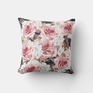 Coussin JOLIE FLORALE ROSE NOIR DOUBLE Cushion À CÔTÉ