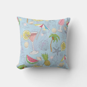 Coussin Jolie illustration estivale motif avec pastèque,